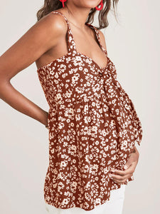 Fashion Strapless Floral Print Maternity Top