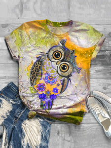 Casual Impression Owl Print Fashion T-shirt