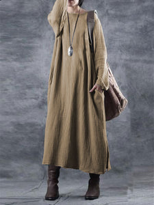 Personality Fashion Solid Color Round Neck Dress