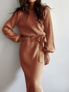 Round Neck Knitted Tight Fit Dress