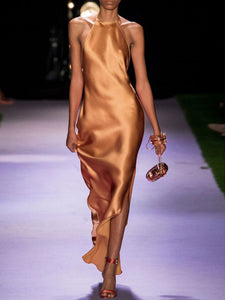 Fashion Sexy Halterneck Sleeveless Midi Dress