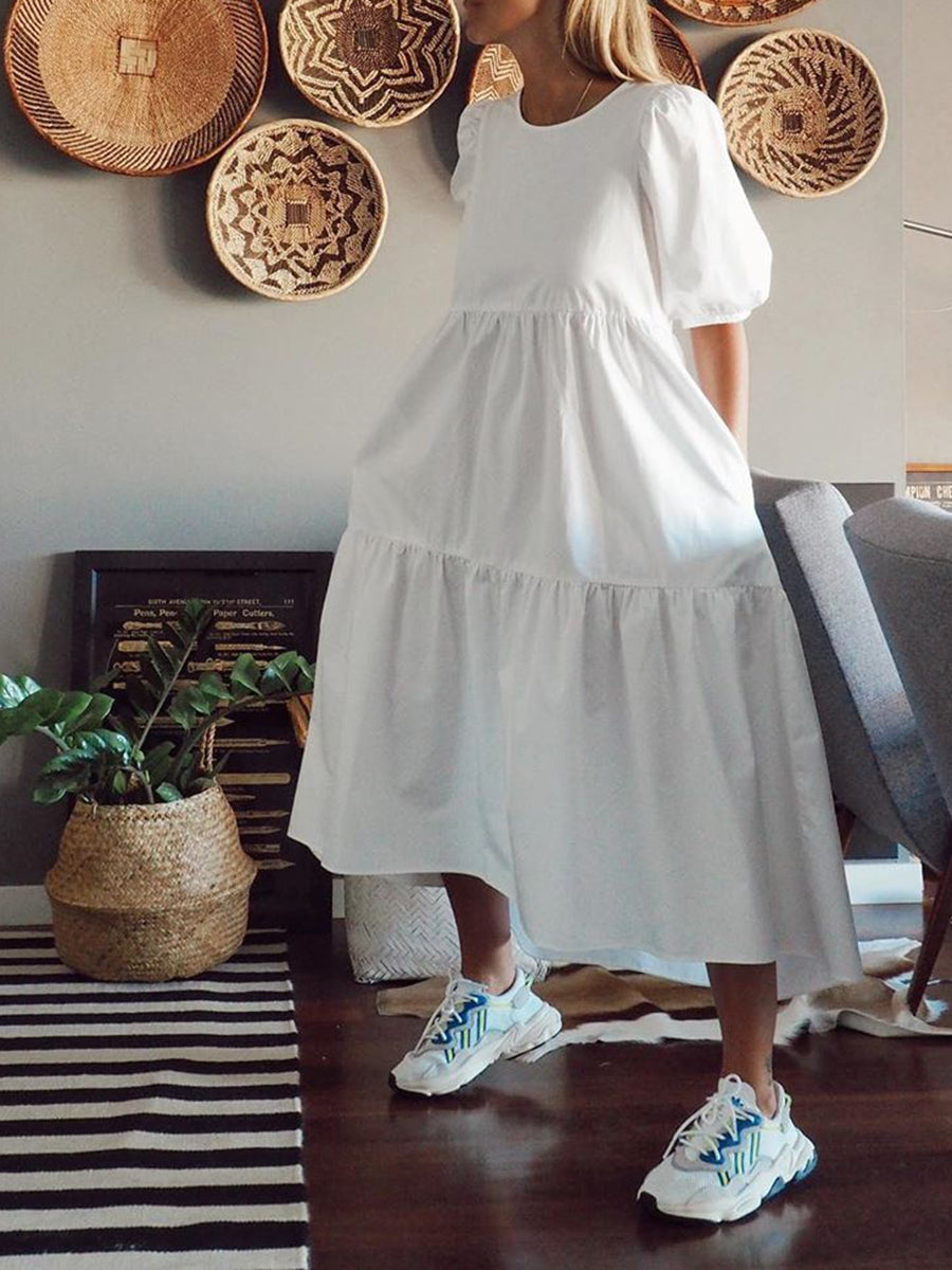 Casual Mid-length Sleeved Thin Maxi Dress