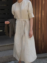 Load image into Gallery viewer, Middle Sleeve Solid Color Casual Shirt Dress

