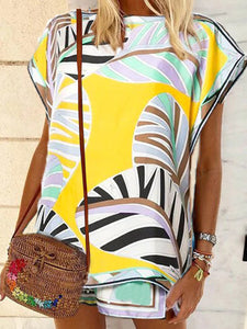 Bohemian Loose Casual Floral Print Top Shorts Suit
