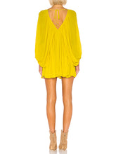 Load image into Gallery viewer, Sexy Deep V-neck Lantern Sleeve Backless Casual Dress
