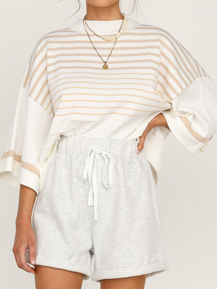 Casual Striped Top and Shorts Two-piece Set
