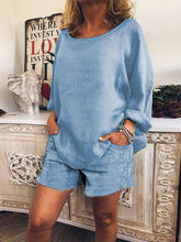 Load image into Gallery viewer, Simple Casual Loose Comfortable Round Neck Top Shorts Suit
