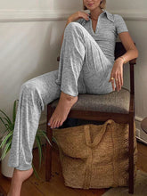 Load image into Gallery viewer, Simple Casual Loose Short Sleeve V Neck Top Knitted Suit
