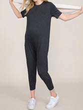Load image into Gallery viewer, Round Neck Short Sleeve Solid Maternity Jumpsuit
