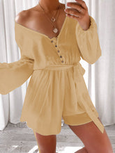 Load image into Gallery viewer, Casual Loose V Neck Long Sleeve Jumpsuit
