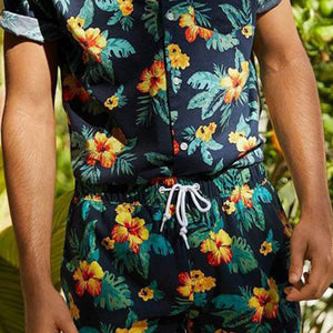 Men'S Floral Print Beach Fashion Suit