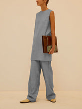 Load image into Gallery viewer, Solid Color Casual Sleeveless Long Tops Loose Trousers Two-Piece Suit
