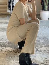 Load image into Gallery viewer, Round Neck Short Sleeve Knitted Loose Suit
