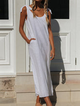 Load image into Gallery viewer, Casual Loose Solid Color Round Neck Split Dress
