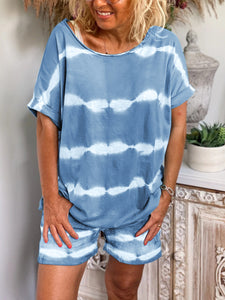 Simple Casual Loose Top Shorts Set