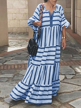 Load image into Gallery viewer, Solid Color Casual Striped Print Dress
