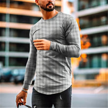 Load image into Gallery viewer, Round Neck Fashion Casual Check Long Sleeve T-Shirt
