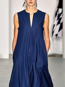 Fashionable Simple V-Neck Maxi Dress
