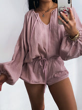 Load image into Gallery viewer, Fashion Casual V-neck Long-sleeved Drawstring Jumpsuit
