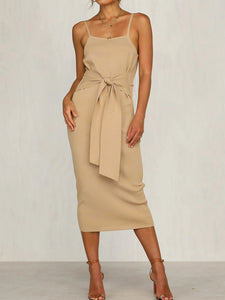 Sexy Solid Color Strapless Sleeveless Dress