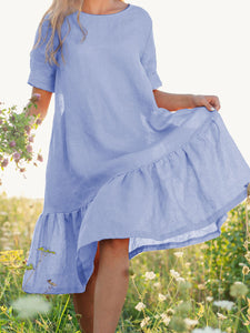 Casual Solid Color Short Sleeve Dress