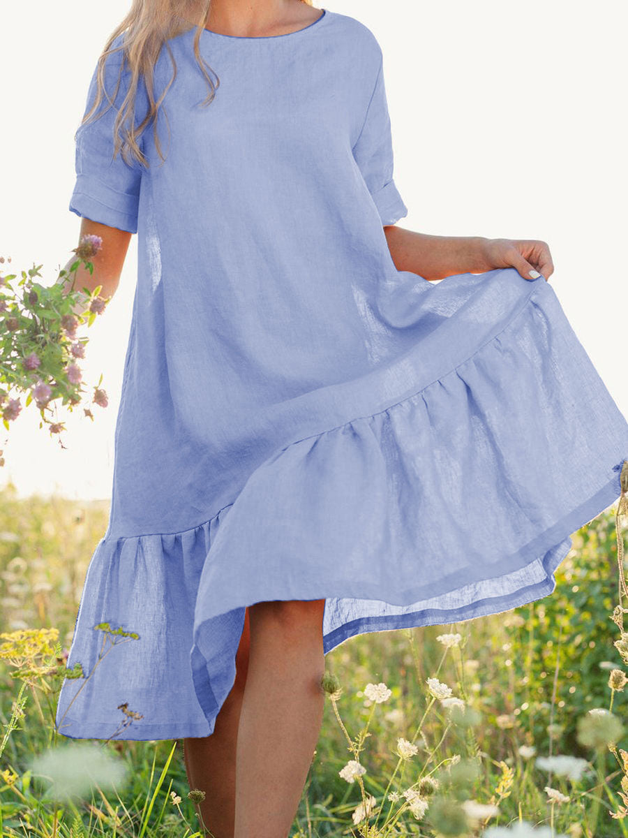 Casual Solid Color Short Sleeve Dress