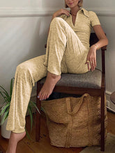 Load image into Gallery viewer, Simple Casual Loose Short Sleeve V Neck Top Knitted Suit
