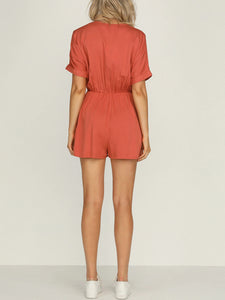 Lace-up Short Casual Jumpsuit