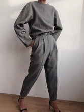 Load image into Gallery viewer, Fashion Casual Round Neck Solid Color Two-piece Suit
