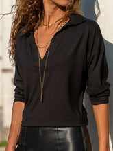 Load image into Gallery viewer, Long Sleeve Deep V Lapel Collar Blouses Casual T-Shirts
