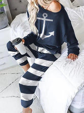 Load image into Gallery viewer, Casual Loose Top Striped Pants Set
