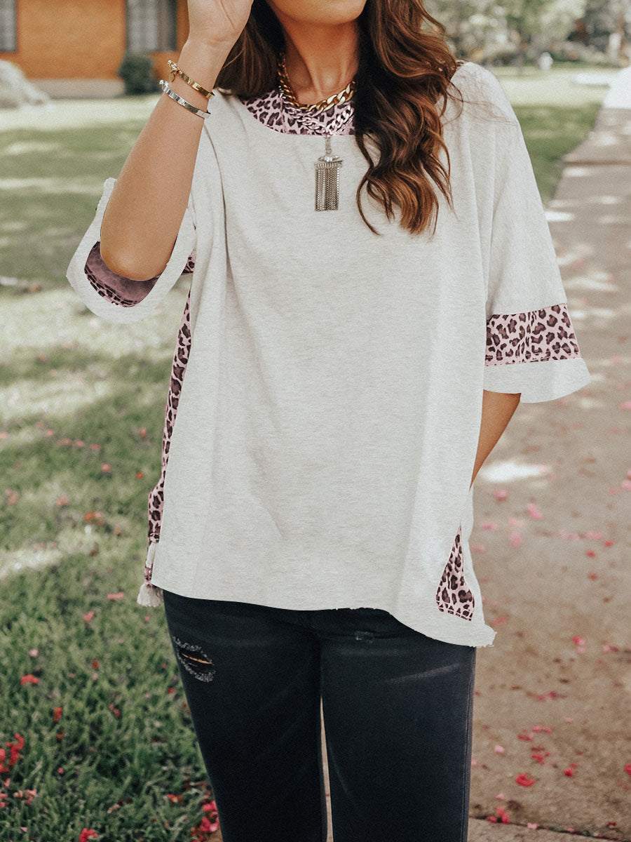 Summer White T-shirt with Leopard Print