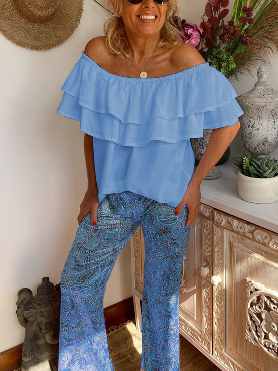 Casual Loose Top Floral Trousers Suit