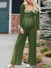 Load image into Gallery viewer, Maternity Solid Color Button Long Sleeve Casual Jumpsuit
