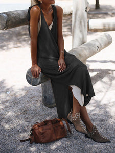 Solid Color Knitted Sleeveless Dress