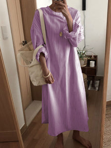 Casual Solid Color Round Neck Loose Dress