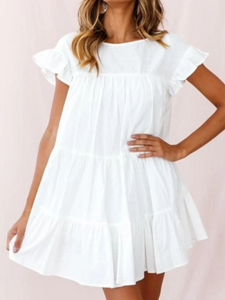 Fashion Casual Solid Color Short Sleeve Dress