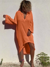 Load image into Gallery viewer, Plus Size V Neck Pink Beach Solid Dresses
