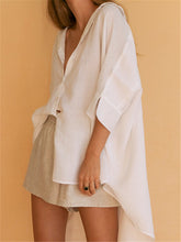 Load image into Gallery viewer, Solid Color V-neck Loose Shirt Suit
