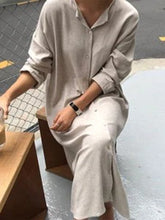 Load image into Gallery viewer, Loose Casual Cotton And Linen Long Sleeve Maxi Dress
