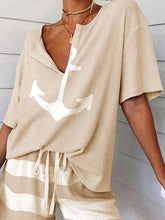 Load image into Gallery viewer, Short Sleeve Print V-neck T-shirts
