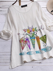 Round Neck Pastoral Shirts & Tops