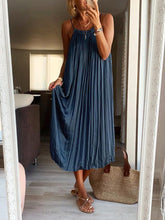 Load image into Gallery viewer, Fashion Pleated Sling Solid Color Casual Maxi Dress
