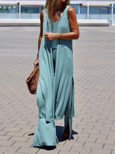 Simple Casual Solid Color Loose Wild Three-piece Suit