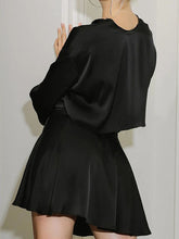 Load image into Gallery viewer, Solid Color Button Flares Sleeve Skirts Set
