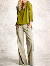 Load image into Gallery viewer, Casual Loose Turtleneck Solid Color Middle Sleeve Top Trousers Two Piece Set
