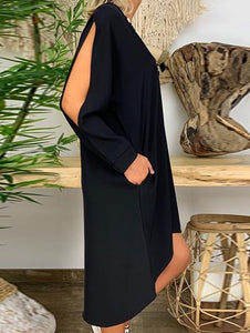 Fashion Open Long Sleeve V-neck Dress