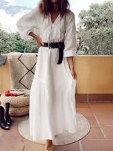 Load image into Gallery viewer, Fashionable Solid Color V-neck Casual Dress
