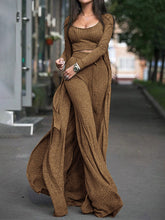 Load image into Gallery viewer, Knitted Loose Cardigan Vest and Pants Extra-long Three-piece Suit
