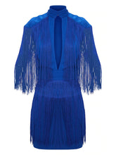 Load image into Gallery viewer, Tassel Cap Sleeve Plunge Bodycon Dress
